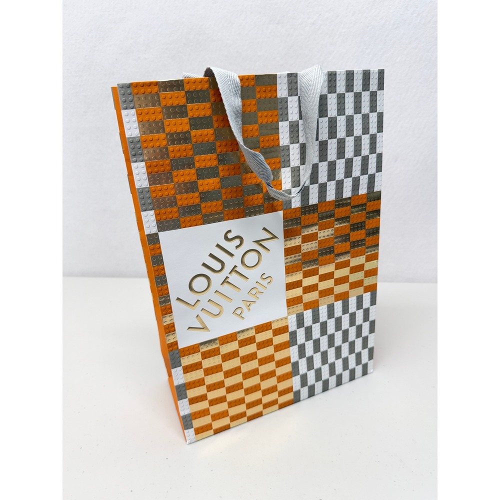 Authentic Louis Vuitton Holiday Damier Lego Print Paper Shopping Bag 8x14x4